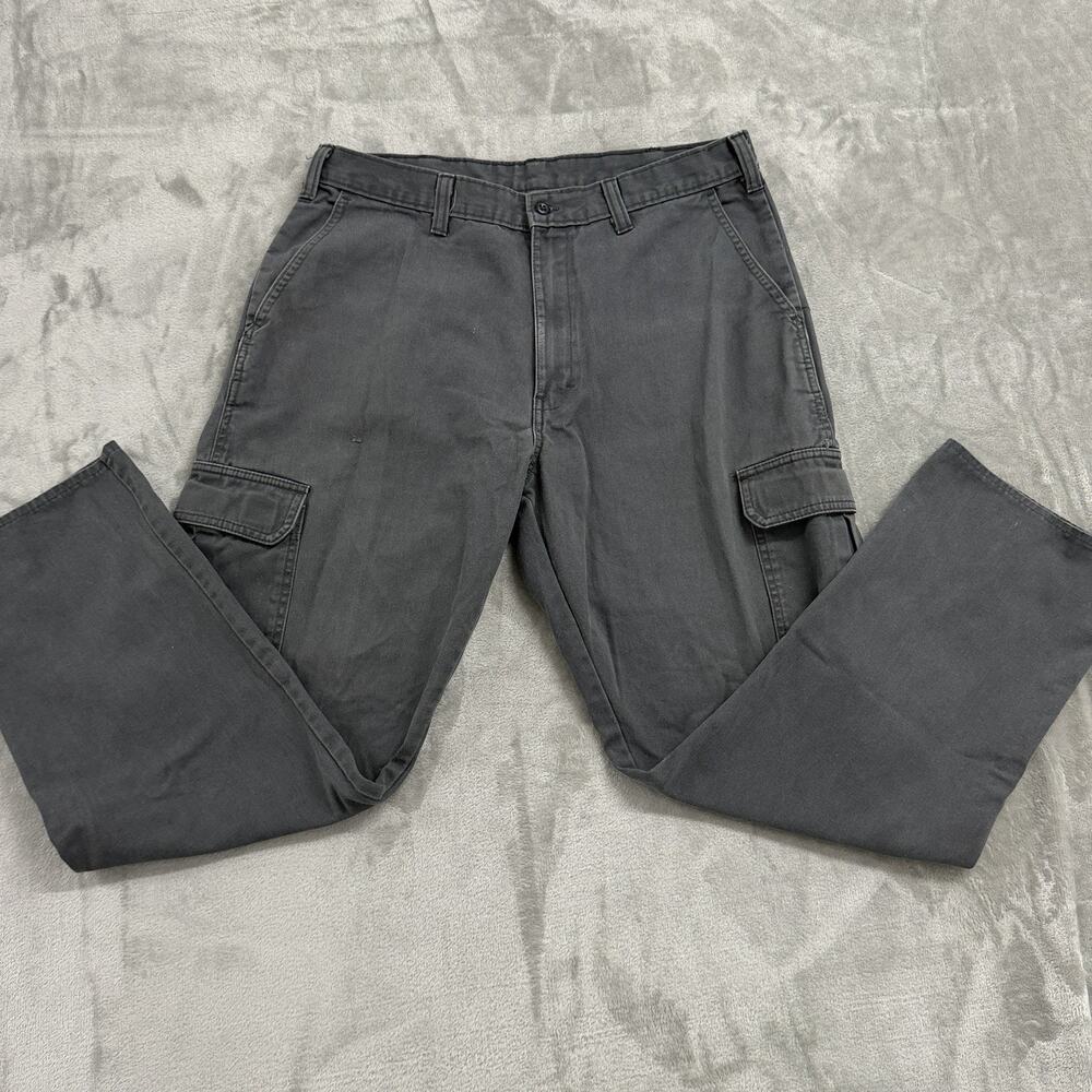 Dickies Loose Fit Cargo Pants Charcoal Gray Cotton Workwear 34x32 (Fits 33x28)